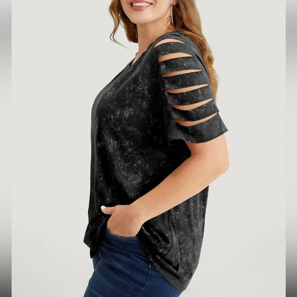 NWT!Black solid cut out raglan sleeve top size 26 or 4X_3
